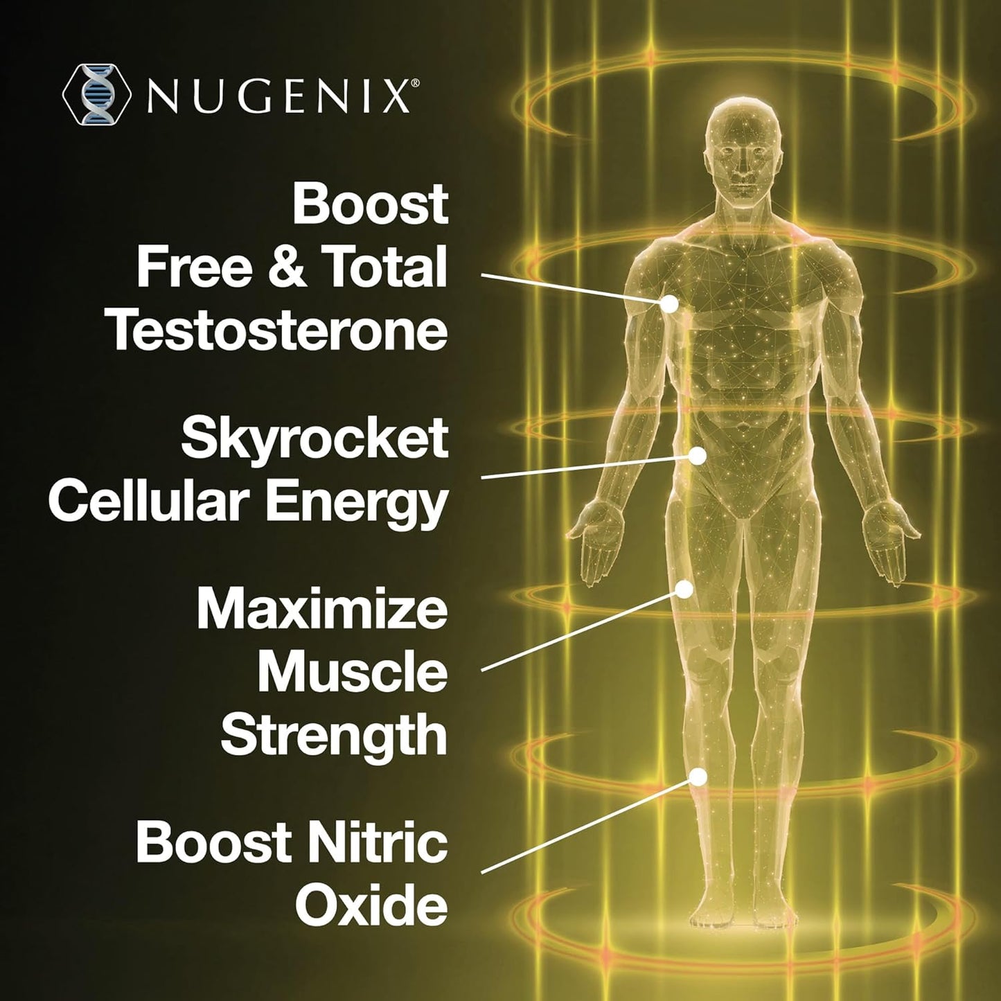 Nugenix Total-T2 - Testosterone Booster and Nitric Oxide Booster for Men, Tesnor, S7, ElevATP, Tongkat, Citrulline, Nitric Oxide and Testosterone Supplement for Men (90 Count)