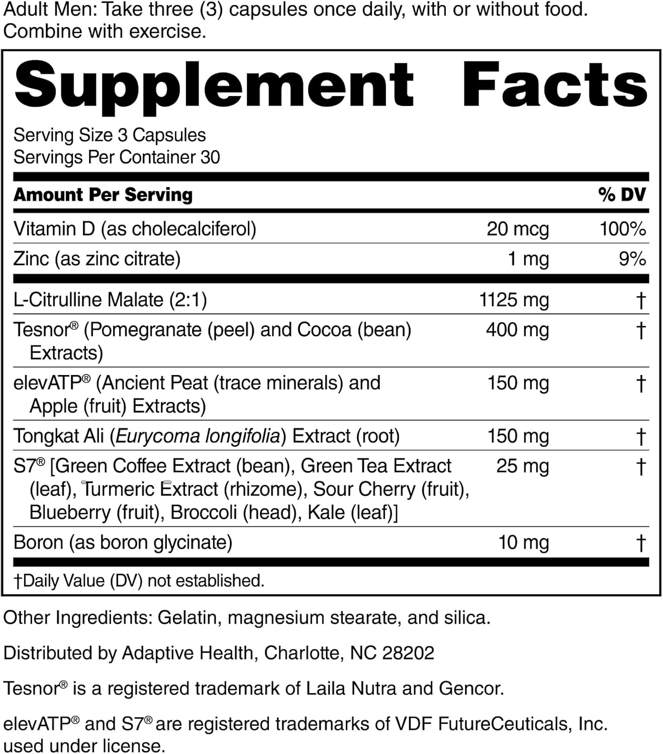 Nugenix Total-T2 - Testosterone Booster and Nitric Oxide Booster for Men, Tesnor, S7, ElevATP, Tongkat, Citrulline, Nitric Oxide and Testosterone Supplement for Men (90 Count)