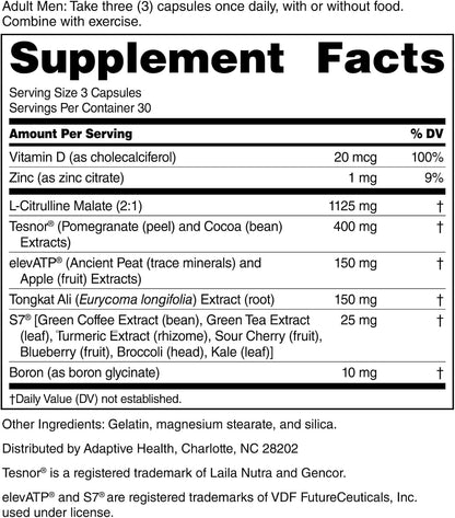 Nugenix Total-T2 - Testosterone Booster and Nitric Oxide Booster for Men, Tesnor, S7, ElevATP, Tongkat, Citrulline, Nitric Oxide and Testosterone Supplement for Men (90 Count)